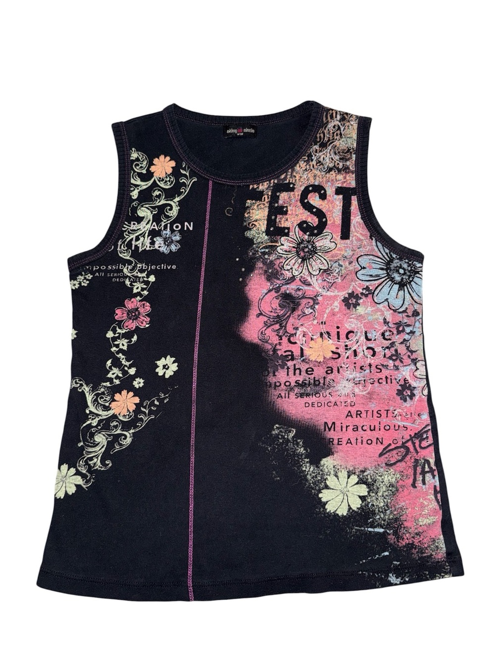 Vintage Skinny Minnie Black & Pink Tank Top